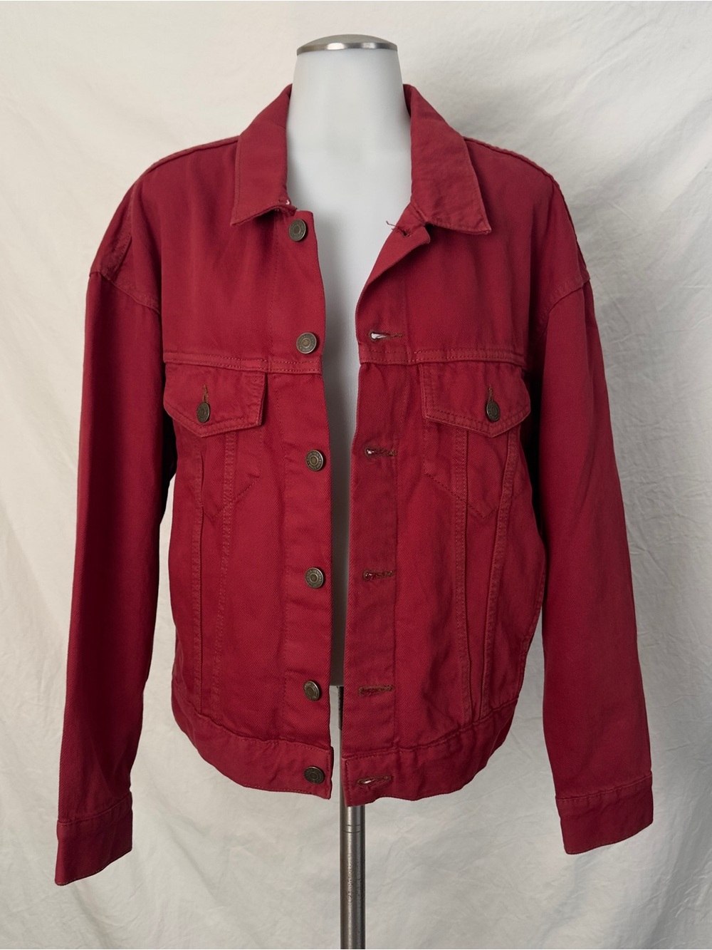 Zara Cotton Red Button-Up Jacket size Medium